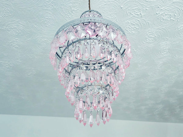 Unique 4-Tier Light Pink Chandelier Ceiling Pendant Lamp 9" x 14" Customizable 14