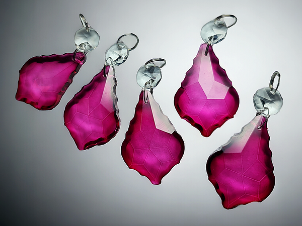 1 Raspberry Cut Glass Leaf 50 mm 2" UK Chandelier Crystals Drops Beads Droplets Light Lamp Parts