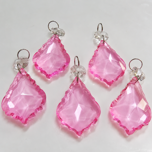 1 Pink Cut Glass Leaf 50 mm 2" Chandelier UK Crystals Drops Beads Droplets Parts 6