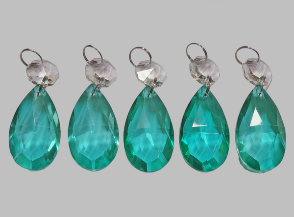 1 Aqua Marine Green Cut Glass Oval 37 mm 1.5" Chandelier Crystals UK Drops Beads Droplets Light Parts 5