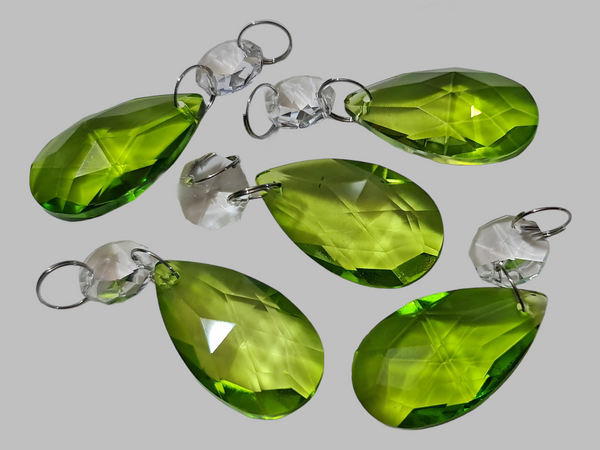 1 Sage Green Cut Glass Oval 37 mm UK Chandelier Crystals Droplets Beads Drops Lamp Light Parts 4