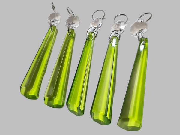 1 Sage Green Cut Glass Icicles 72 mm 3" UK Chandelier Crystals Drops Beads Droplets Light Parts 2