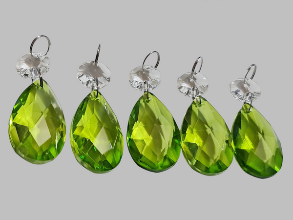 1 Sage Green Cut Glass Oval 37 mm UK Chandelier Crystals Droplets Beads Drops Lamp Light Parts 6
