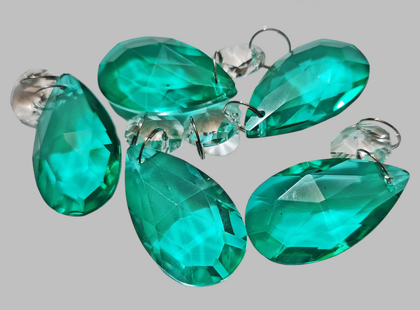 1 Aqua Marine Green Cut Glass Oval 37 mm 1.5" Chandelier Crystals UK Drops Beads Droplets Light Parts 4
