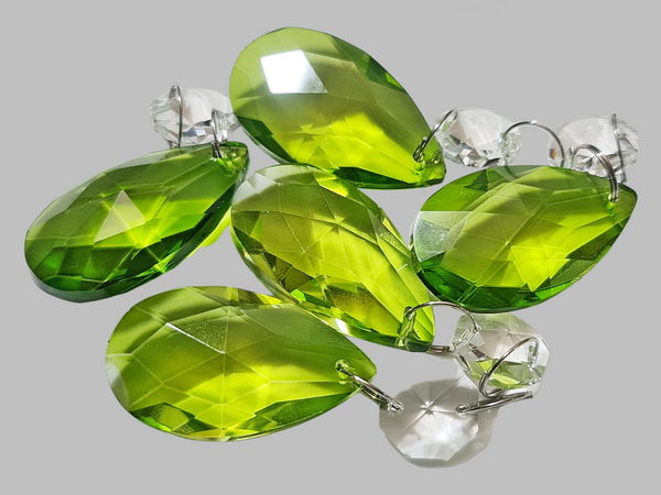 1 Sage Green Cut Glass Oval 37 mm UK Chandelier Crystals Droplets Beads Drops Lamp Light Parts 8