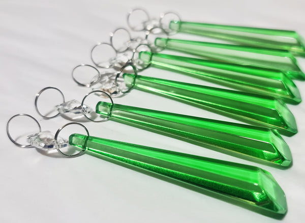 1 Emerald Green Cut Glass Icicles 72 mm 3" Chandelier Crystals Drops Beads Droplets Lamp Parts 6