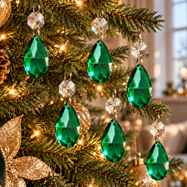 1 Peacock Green Cut Glass Oval 37 mm 1.5" Chandelier UK Crystals Beads Droplets Light Part 7