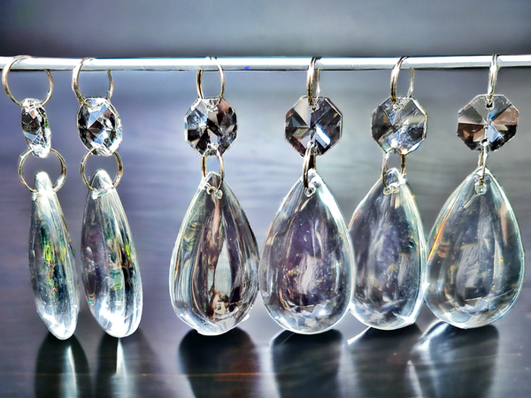 1 Clear Cut Glass Smooth Oval 50 mm 2" No Facets Chandelier UK Crystals Drops Droplets Prisms 10