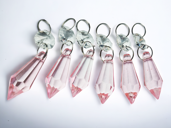 1 Rose Pink Cut Glass Torpedo 37 mm 1.5" Chandelier Crystals Drops Beads Droplets Light Parts 6