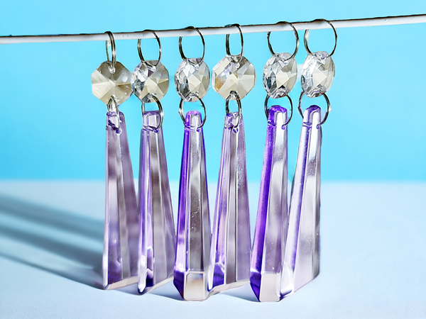 1 Lilac Purple Cut Glass Icicles 72 mm 3" Chandelier UK Crystals Drops Beads Droplets Light Lamp Parts  5