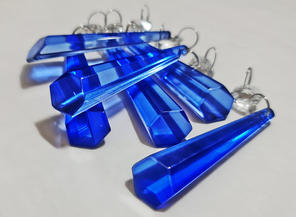 1 Blue Cut Glass Icicles 72 mm 3" Chandelier Crystals Drops Beads Droplets Light Parts 2