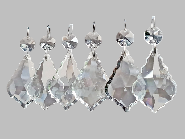 1 Clear Cut Glass Leaf 50 mm 2" Chandelier UK Crystals Beads Droplets Prism Light Parts 6