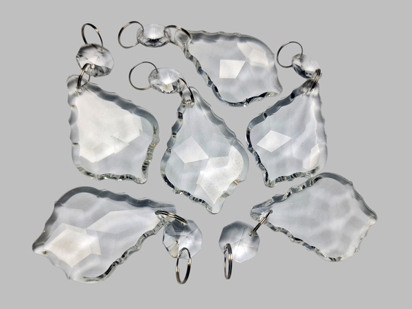 1 Clear Cut Glass Leaf 50 mm 2" Chandelier UK Crystals Beads Droplets Prism Light Parts 9
