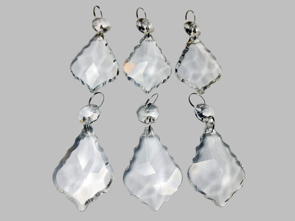 1 Clear Cut Glass Leaf 50 mm 2" Chandelier UK Crystals Beads Droplets Prism Light Parts 7