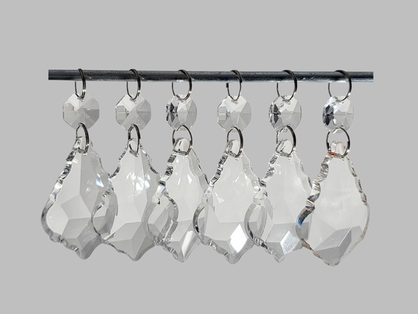 1 Clear Cut Glass Leaf 50 mm 2" Chandelier UK Crystals Beads Droplets Prism Light Parts 8