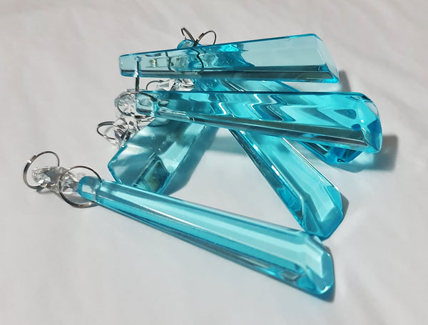 1 Aqua Teal Blue Cut Glass Icicles 72 mm 3" UK Chandelier Crystals Drops Beads Droplets Light Parts 2