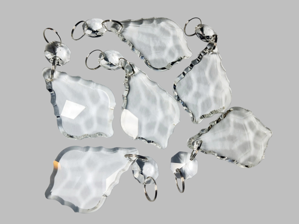 1 Clear Cut Glass Leaf 50 mm 2" Chandelier UK Crystals Beads Droplets Prism Light Parts 5