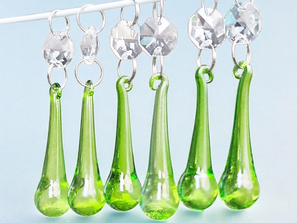 1 Sage Green Cut Glass Orbs 53 mm 2" UK Chandelier Crystals Droplets Beads Drops Lamp Light Parts 0 5