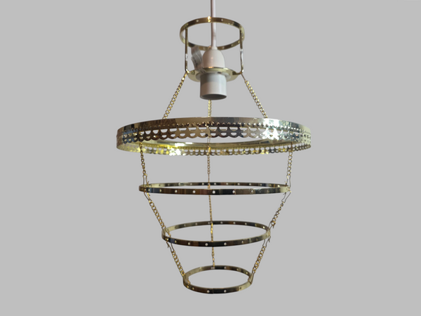 Ornate Brass 4-Tier Chandelier Pendant Frame Make Your Own Unique Light 9" x 12" 7