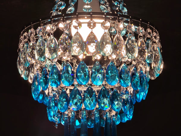 Unique 4-Tier Aqua Deco Boutique Chic Chandelier Pendant Ceiling Light 9" x 10" Customizable 5