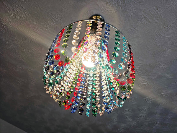 Bespoke 2-Tier Crown Multi Rainbow Chandelier Pendant Ceiling Light Customisable Lamp 11" x 10"