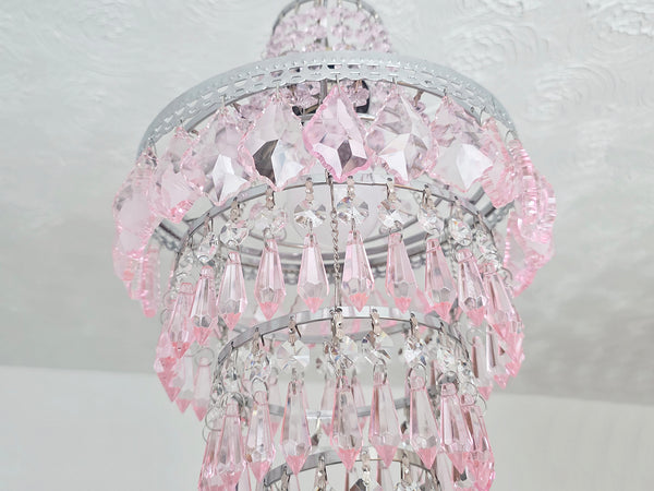 Unique 4-Tier Light Pink Chandelier Ceiling Pendant Lamp 9" x 14" Customizable 13