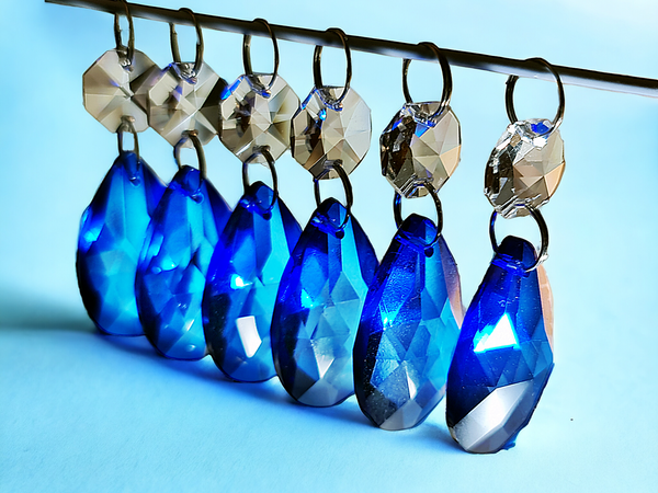 1 Blue Cut Glass Oval 37 mm 1.5" Chandelier UK Crystals Drops Beads Droplets Light Lamp Parts 5