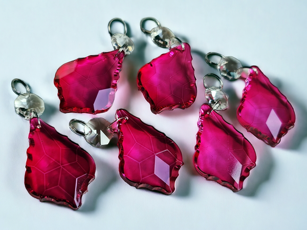 1 Raspberry Cut Glass Leaf 50 mm 2" UK Chandelier Crystals Drops Beads Droplets Light Lamp Parts