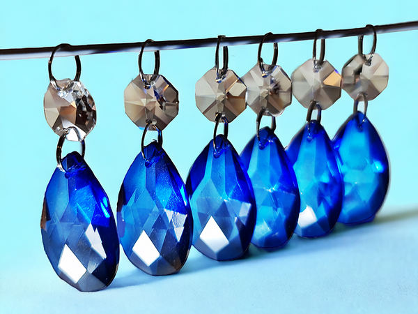1 Blue Cut Glass Oval 37 mm 1.5" Chandelier UK Crystals Drops Beads Droplets Light Lamp Parts 7