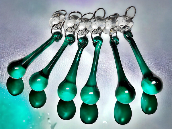1 Peacock Green Cut Glass Orbs 53 mm 2" Chandelier UK Crystals Droplets Beads Drops Lamp Parts 7