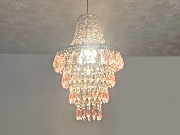 Unique 4-Tier Light Pink Chandelier Ceiling Pendant Lamp 9" x 14" Customizable 12