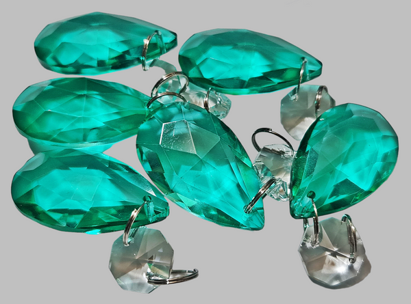 1 Aqua Marine Green Cut Glass Oval 37 mm 1.5" Chandelier Crystals UK Drops Beads Droplets Light Parts 7