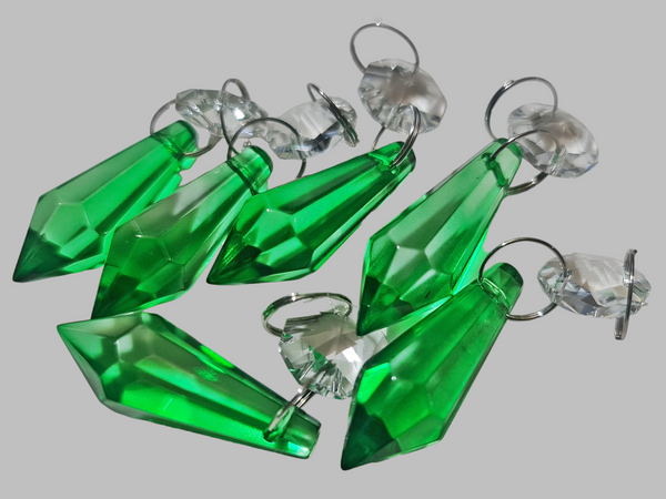 1 Emerald Green Cut Glass Torpedo 37 mm 1.5" Chandelier UK Crystals Drops Beads Droplets Light Parts 9
