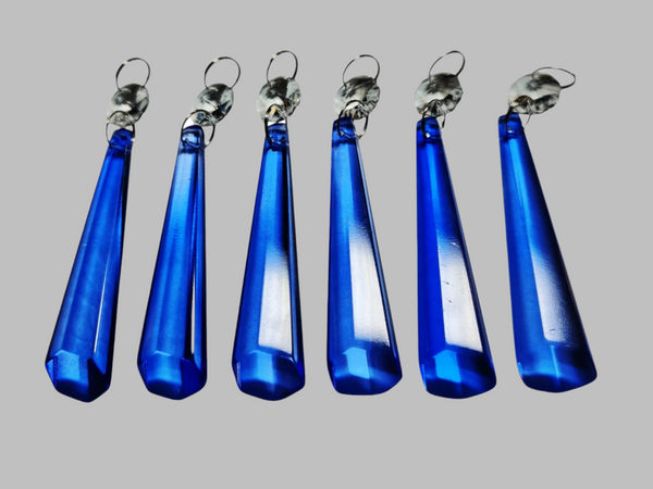 1 Cobalt Blue Cut Glass Icicles 72 mm 3" UK Chandelier Crystals Drops Beads Droplets Light Parts 6