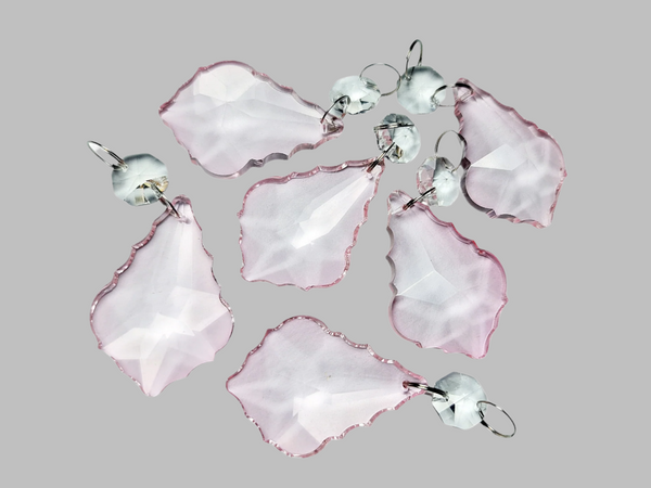 1 Light Pink Cut Glass Leaf 50 mm 2" Chandelier UK Crystals Drops Beads Droplets Parts 8