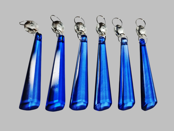 1 Cobalt Blue Cut Glass Icicles 72 mm 3" UK Chandelier Crystals Drops Beads Droplets Light Parts 9