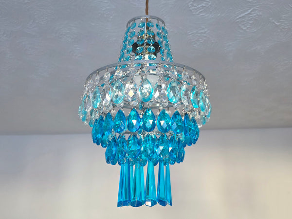 Unique 4-Tier Aqua Deco Boutique Chic Chandelier Pendant Ceiling Light 9" x 10" Customizable 15