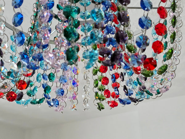 Bespoke 2-Tier Crown Multi Rainbow Chandelier Pendant Ceiling Light Customisable Lamp 11" x 10"