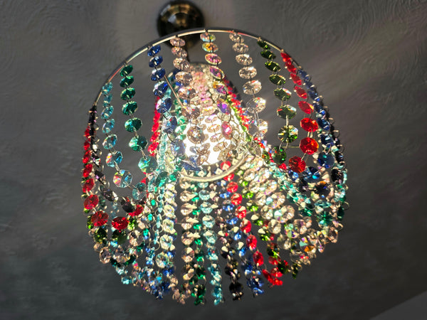 Bespoke 2-Tier Crown Multi Rainbow Chandelier Pendant Ceiling Light Customisable Lamp 11" x 10"