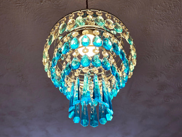Unique 4-Tier Aqua Deco Boutique Chic Chandelier Pendant Ceiling Light 9" x 10" Customizable 14