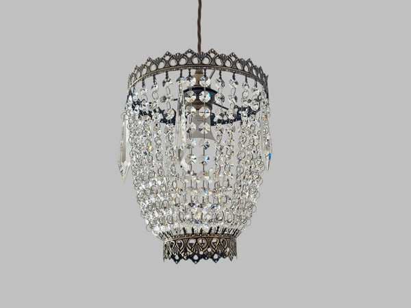 Bronze Two Tier Bag Basket Chandelier Unique Lampshade Pendant Ceiling Light Bespoke 9" x 10" 13