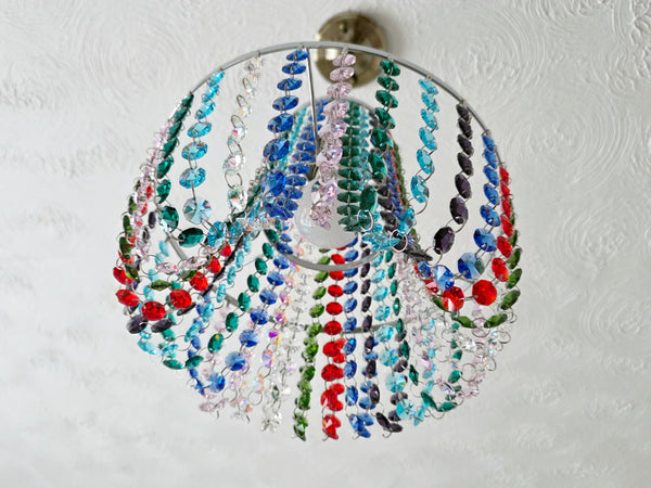 Bespoke 2-Tier Crown Multi Rainbow Chandelier Pendant Ceiling Light Customisable Lamp 11" x 10"