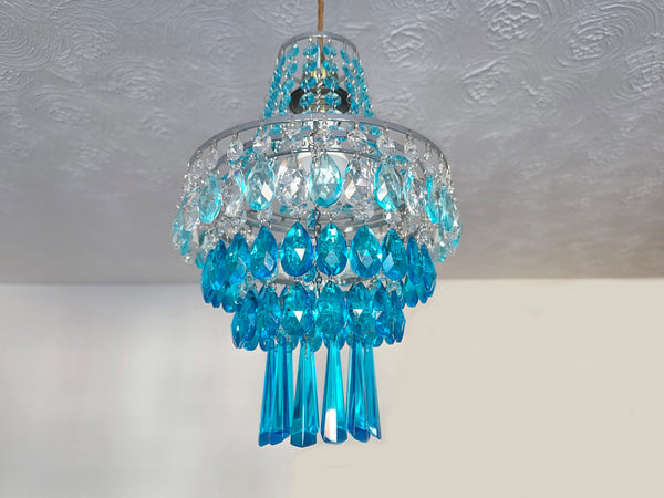 Unique 4-Tier Aqua Deco Boutique Chic Chandelier Pendant Ceiling Light 9" x 10" Customizable 9