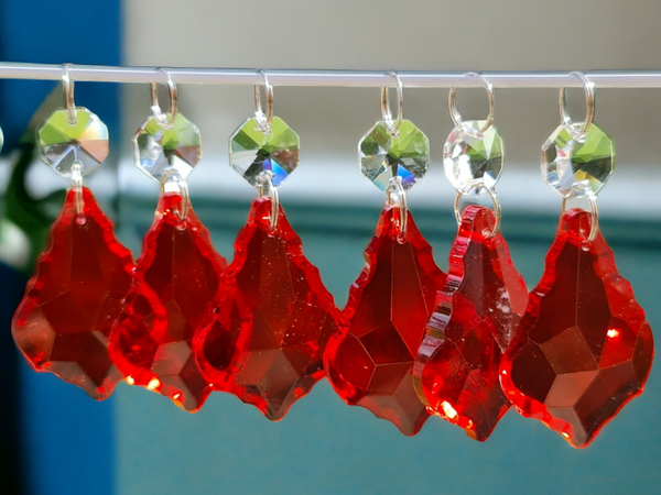 1 Red Cut Glass Leaf 50 mm 2" Chandelier Crystals Drops Beads Droplets Light Lamp Parts 4