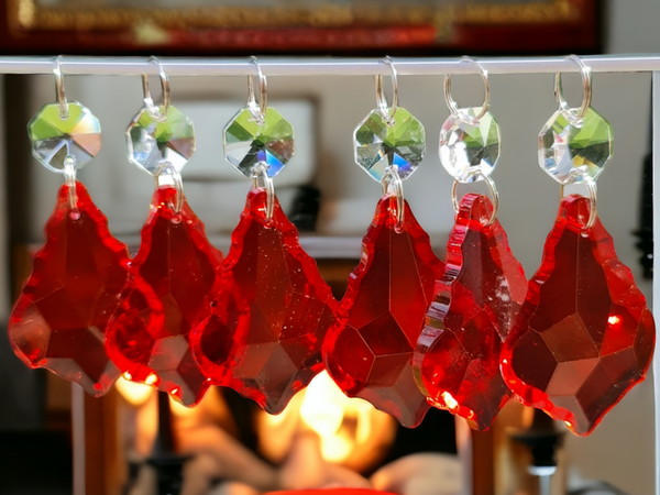1 Red Cut Glass Leaf 50 mm 2" Chandelier Crystals Drops Beads Droplets Light Lamp Parts 7