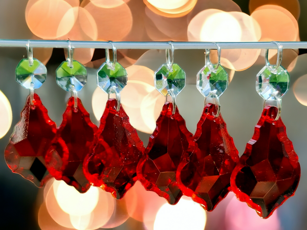 1 Red Cut Glass Leaf 50 mm 2" Chandelier Crystals Drops Beads Droplets Light Lamp Parts 13