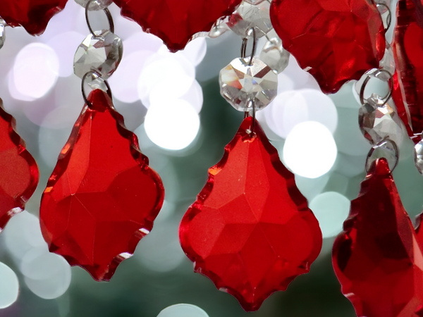 12 Red Leaf 50 mm 2" Chandelier Crystals Drops Beads Droplets Christmas Wedding Decorations 12
