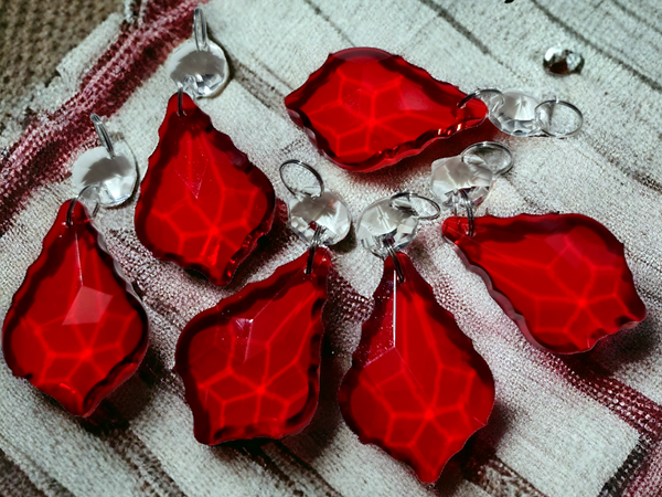 1 Red Cut Glass Leaf 50 mm 2" Chandelier Crystals Drops Beads Droplets Light Lamp Parts 3
