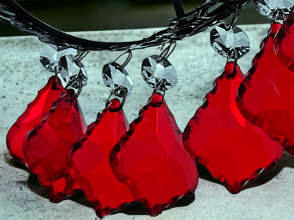 1 Red Cut Glass Leaf 50 mm 2" Chandelier Crystals Drops Beads Droplets Light Lamp Parts 12