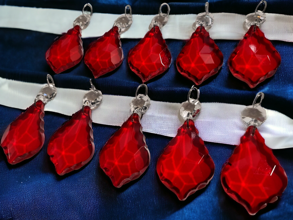 12 Red Leaf 50 mm 2" Chandelier Crystals Drops Beads Droplets Christmas Wedding Decorations 10